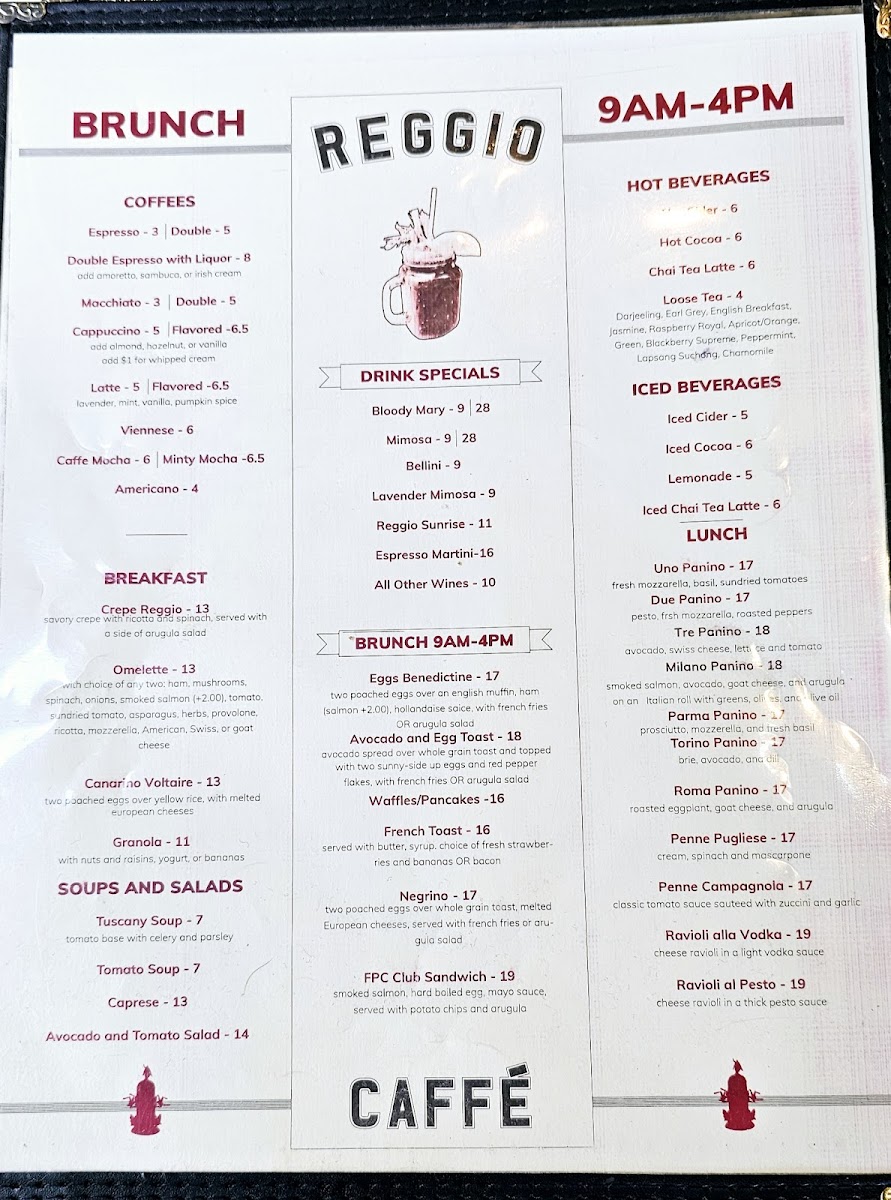 Caffe Reggio Menu - Image 3